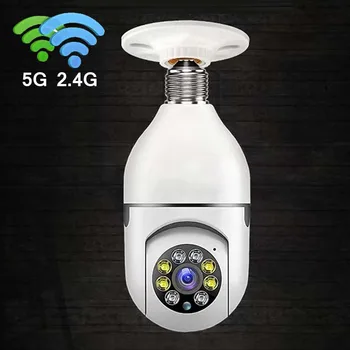 2.4 G 5G E27 Wifi Лампа Камера наблюдения Автоматическое Отслеживание человека IP-камера Цифровой Зум Видео Монитор безопасности в помещении SD-карта