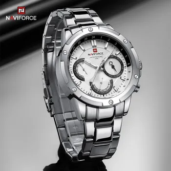 2021 Лучший бренд класса люкс Мужские часы NAVIFORCE водонепроницаемые многофункциональные кварцевые наручные часы Мужские часы из нержавеющей стали Reloj Hombre