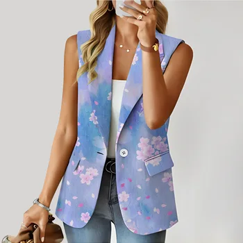 2023 Весенне-летняя универсальная Женская одежда, Новый Костюм с цифровой 3D Печатью, Жилет, пальто, куртка, приталенный Маленький Костюм для поездок на работу