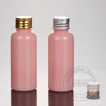 40 шт./лот, бутылка объемом 50 мл с закругленными плечиками, розовая алюминиевая крышка для бутылки