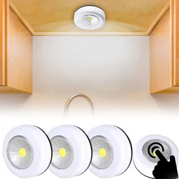 5ШТ COB Светильник Под Шкафом Беспроводной светодиодный шкаф Ночник AAA На батарейках Шкаф-купе Лампа для прикроватной кухни
