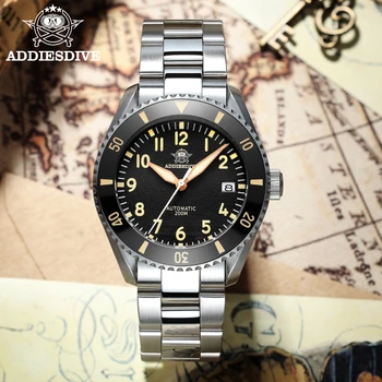 Addies Dive часы серии Diving 200 м водонепроницаемая ретро крышка для горшка с пузырьковым зеркалом C3 супер светящиеся часы NH35 мужские автоматические часы