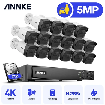 ANNKE 5MP FHD POE Система видеонаблюдения 16CH H.265 + 4k NVR Рекордер 5MP Камеры Безопасности Аудиозапись 5MP PoE IP-камера