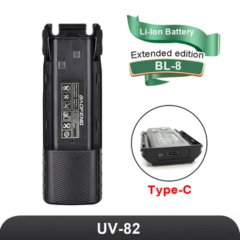 Baofeng UV-82 литий-ионный Аккумулятор USB Type-C Зарядное устройство 2800 мАч Увеличить 3800 мАч BL-8 Оригинал Для Радио UV-82 UV-82GHp UV-82-8W UV89