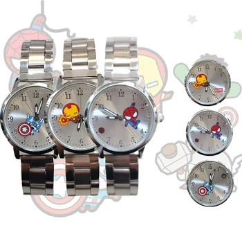 Disney Детские часы Для мальчиков и Девочек Мультфильм Железный Человек Капитан Америка Am pointer светящийся ремешок из нержавеющей стали детские часы подарки