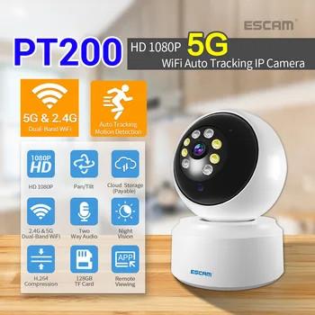 ESCAM PT200 1080P для отслеживания мобильных устройств 5GWIFI облачное хранилище двусторонняя голосовая интеллектуальная камера ночного видения