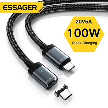 Essager USB C Кабель Магнитный 100 Вт USB Type C Кабель PD 5A Кабель Для Быстрой Зарядки и Передачи Данных Для Macbook Pro Xiaomi Huawei P30 Pro Samsung