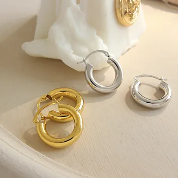 REETI Настоящее серебро 925 пробы, минималистичная богемная круглая пряжка для ушей, женские серьги-кольца, ювелирные аксессуары