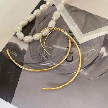 Silvology Настоящее серебро 925 пробы, длинные серьги-гвоздики с волнистым изгибом, Длинные серьги-гвоздики для женщин, Элегантные минималистичные серьги, преувеличивающие ювелирные изделия
