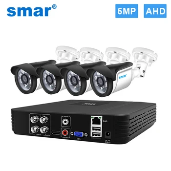Smar Система Видеонаблюдения 4CH 5M-N HD DVR Комплект CCTV 4ШТ 5MP AHD Камера Наружная Домашняя Система Безопасности Комплект Видеонаблюдения