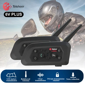 Teleheer V6 Plus Мотоциклетный Шлем Bluetooth Гарнитура Домофон 850mA 1200 М Мото Переговорное Устройство для 6 Гонщиков Водонепроницаемый