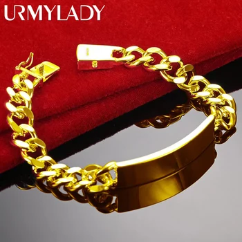URMYLADY, 18-каратное золото, 10 мм, боковой браслет-цепочка Для Мужчин, Женщин, Свадебная вечеринка, Модные Очаровательные ювелирные изделия, подарки