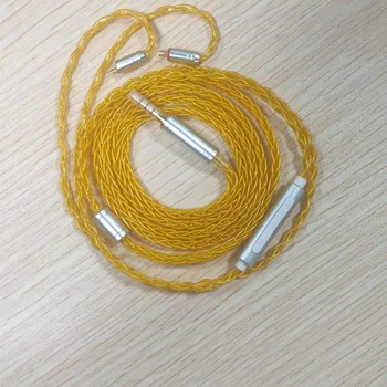 XINHS 8-ядерный монокристаллический кабель для обновления наушников 5N с медным покрытием серебристо-золотого цвета с микрофоном