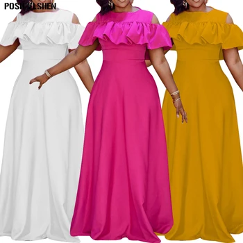 Африканское летнее платье для женщин, Кафтан, Африканская одежда, Африканский Женский Халат, Вечернее Длинное платье Макси с открытыми плечами, Африканская одежда