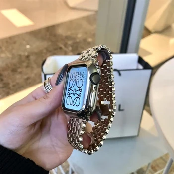 Браслет-звено из нержавеющей Стали для Apple Watch Band 8 7 6 5 4 SE, Металлический Ремешок для iWatch серии Ultra 49 мм 40 мм 44 мм 41 мм 45 мм