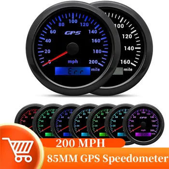 Водонепроницаемый GPS Спидометр 85 мм, Одометр, датчик скорости 0-200 миль/ч, GPS Антенна с 7 цветами подсветки Для автомобиля, морской лодки
