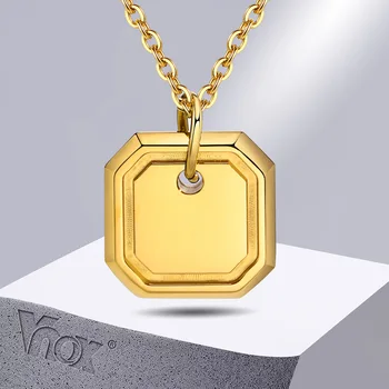 Геометрические Квадратные Ожерелья Vnox для Женщин, Позолоченный Квадратный Кулон из Нержавеющей Стали с Регулируемой Цепочкой-Тросом, Изящный Воротник