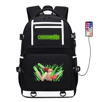 Детский рюкзак Chainsaw Man, Повседневная сумка, Рюкзак для мальчиков и Девочек, Черный Детский рюкзак с анимированным принтом, Школьная сумка для подростков