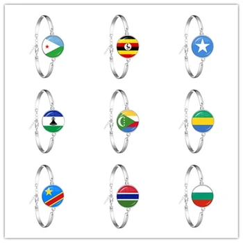 Джибути, Уганда, Гамбия, Конго, Габон, Коморские Острова, Лесото, Сомали, Болгария Национальный флаг Стеклянный браслет Cabohcon для женщин и мужчин в подарок