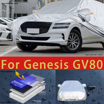 Для Genesis GV80 Наружная защита, Полные автомобильные чехлы, Снежный покров, Солнцезащитный козырек, Водонепроницаемые Пылезащитные внешние автомобильные аксессуары