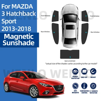 Для Mazda 3 Хэтчбек Спорт 2014-2018 Козырек на лобовое стекло, автомобильный солнцезащитный козырек, Магнитная сетка, Занавеска, Солнцезащитный козырек, Нейлоновый чехол, Щит