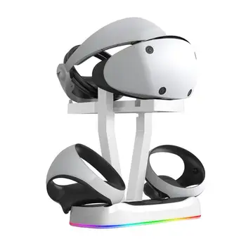 Для PS VR2 Магнитная зарядная база с RGB подсветкой Подставка для зарядки геймпада для очков виртуальной реальности Стеллаж для хранения с магнитным интерфейсом
