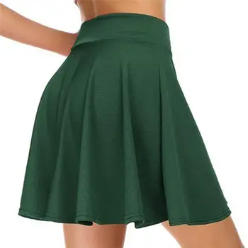 Женская плиссированная мини-юбка с высокой талией, однотонная, из мягкого полиэстера y2k, летние повседневные юбки кавайного силуэта с оборками faldas юбка 스커트