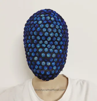 Звездная ночь — Изготовленная на заказ Маскарадная маска ручной работы от Кутюр с полным покрытием, покрытая синими драгоценными камнями
