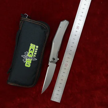 Зеленый Шип Мини Персидский D2 Лезвие Ручка из Титанового сплава Кемпинг Открытый Фруктовый Нож Практичный Складной Нож EDC Инструмент