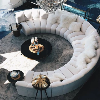 Изготовленный на заказ итальянский высококачественный модульный секционный кожаный диван современный дизайн бархатный изогнутый диван для виллы и мебели для гостиной