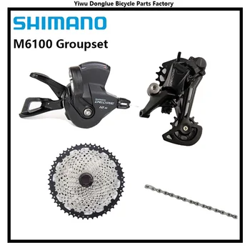 Кассета SHIMANO DEORE 12s Groupset M6100 SL + RD + CN Sunshine 11-46 T 11-50 T 12 Скоростной Кассетный набор для горного Велосипеда MTB С/Без окна