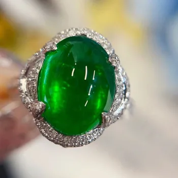 Кольцо из 18-каратного золота Au750, созданное в лаборатории, 5-каратное овальное кольцо с изумрудно-зеленым бриллиантом и муассанитом, обручальное кольцо на годовщину помолвки