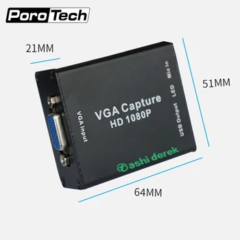 Мини-карта захвата VGA без привода, Портативный Видео Конвертер DVR, Независимый видеомодуль VGA-USB 1080p, выход порта USB2.0