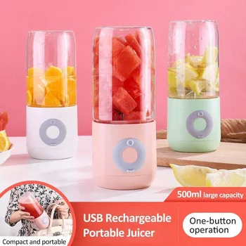 Мини Портативный блендер 500 мл, соковыжималка для фруктов, USB Перезаряжаемый ручной Блендер для смузи, беспроводная соковыжималка для овощей и фруктов