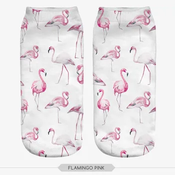 модные розовые носки с 3D принтом Фламинго и милых животных, забавные короткие носки унисекс с низким вырезом, женские