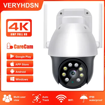 Наружная камера видеонаблюдения 4K 8MP WiFi Монитор Безопасности Видео Ночного Видения Полноцветные Камеры Водонепроницаемые IP-камеры видеонаблюдения С автоматическим отслеживанием