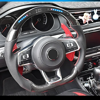 Настоящее Светодиодное рулевое колесо из Углеродного волокна, совместимое с Volkswagen GOLF 7 MK7 для GTI GTD GLI GT GTE R LINE