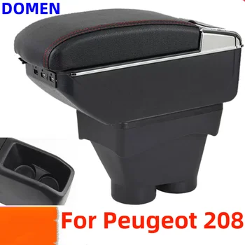 Новинка Для Peugeot 208, коробка для подлокотников, 2012-2018, двухслойный чехол для зарядки через USB, Центральная консоль, аксессуары для украшения автомобиля