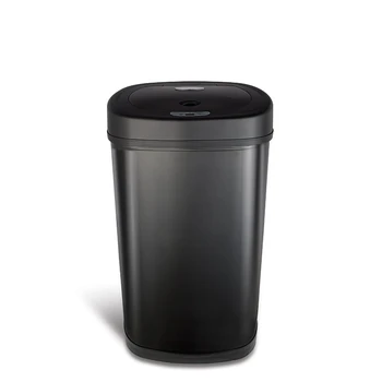 Овальное кухонное мусорное ведро с датчиком движения, нержавеющая сталь, устойчивая к отпечаткам пальцев, 13,2 галлона, матовый черный ящик для уборки дома