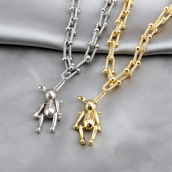 Ожерелье с подвеской в виде кролика в стиле панк-хип-хоп, Простая цепочка с пряжкой в виде U-образной подковы, Модные украшения, Изысканные подарки оптом