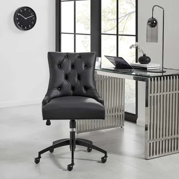Офисное кресло Modway Regent из хохлатой веганской кожи черного цвета Black