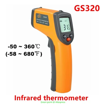 Портативный цифровой инфракрасный термометр GS320 5ШТ -50 ~ 360℃ (-58 ~ 680℉) Бесконтактный лазерный измеритель температуры С ЖК-подсветкой