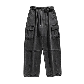 Прямые брюки в стиле Харадзюку, мужские повседневные джинсы со свободной талией, весенне-летние широкие брюки для мальчиков, Японские свободные брюки