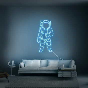 Робот-астронавт OHANEONK, светодиодная неоновая вывеска, имя, персонализированное с более тусклым неоном на заказ для вечеринки, свадьбы, домашнего декора
