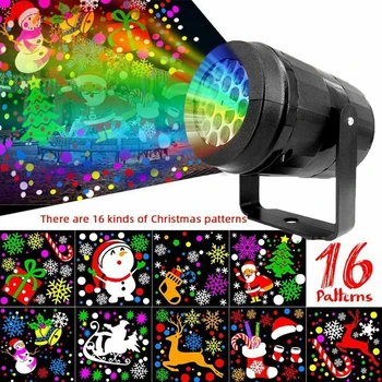 Рождественский проектор, светодиодный лазерный проектор в виде Снежинки и Лося, 16 Узоров, проекционная лампа, Домашний декор для Вечеринки, Окно 2023