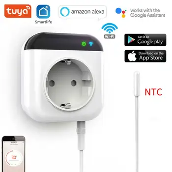 Розетка термостата Tuya Wifi EU Plug 16A/15A, розетка регулятора температуры, Управление умным домом через Smart Life Alexa Google Home