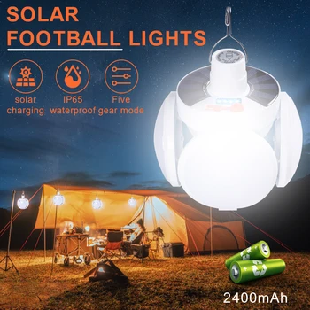 Солнечная Лампочка USB Перезаряжаемая Подвесная лампа для палатки, 5 режимов освещения, Портативный кемпинговый фонарь для походов на открытом воздухе, Аварийное освещение