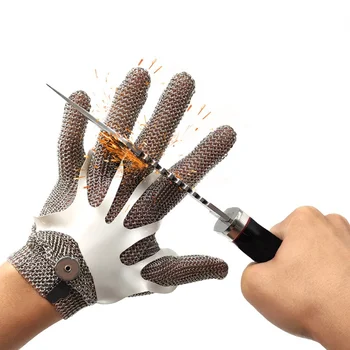 Устойчивые к порезам перчатки из нержавеющей стали, рабочие защитные перчатки, металлическая сетка, противорежущая перчатка для мясника, 1 шт.