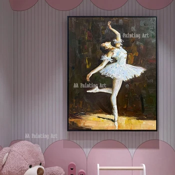 Художественное Оформление стен спальни Девушка Танцует Балет Портрет Картина маслом Картина На холсте Современные Фрески ручной работы Искусство