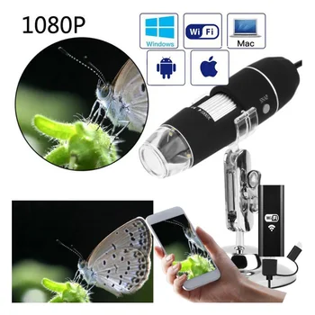 Цифровой микроскоп 1080P 1000X WiFi, мобильный телефон Iphone для Android 8, светодиодный цифровой микроскоп 3в1, USB-эндоскоп, камера с зумом